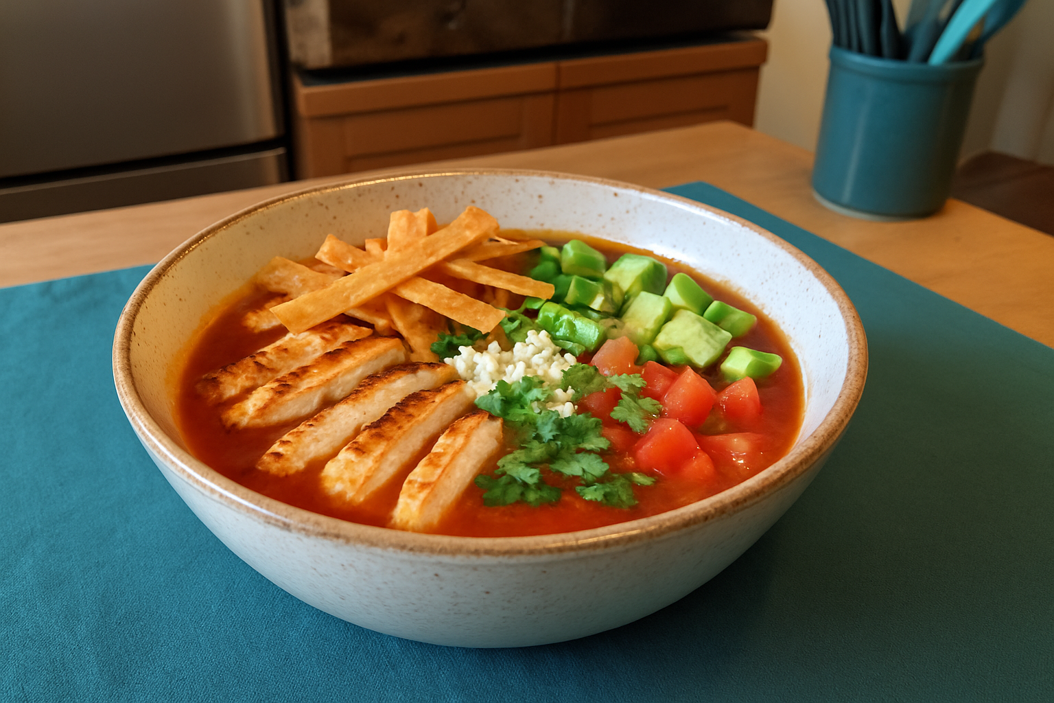 Mexican Tortilla Soup with Grilled Chicken