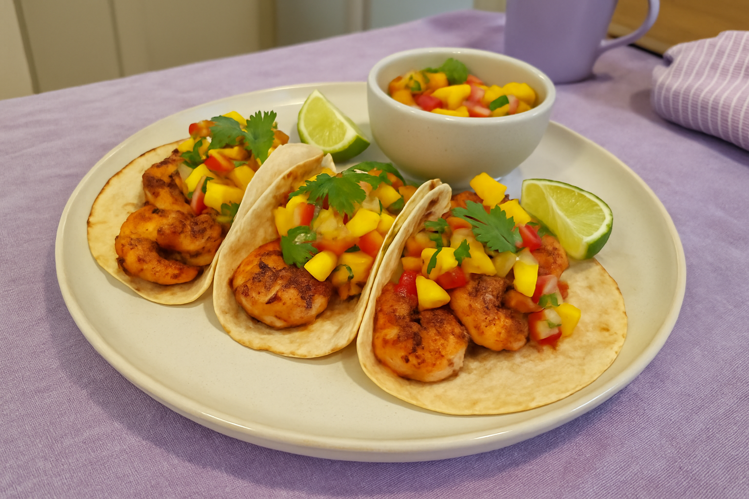 Spicy Grilled Shrimp Tacos with Mango Salsa
