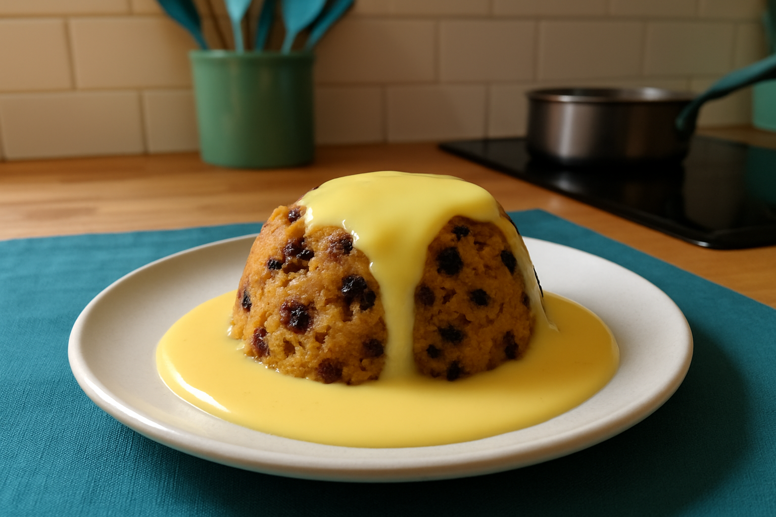 Spotted Dick with Custard Sauce