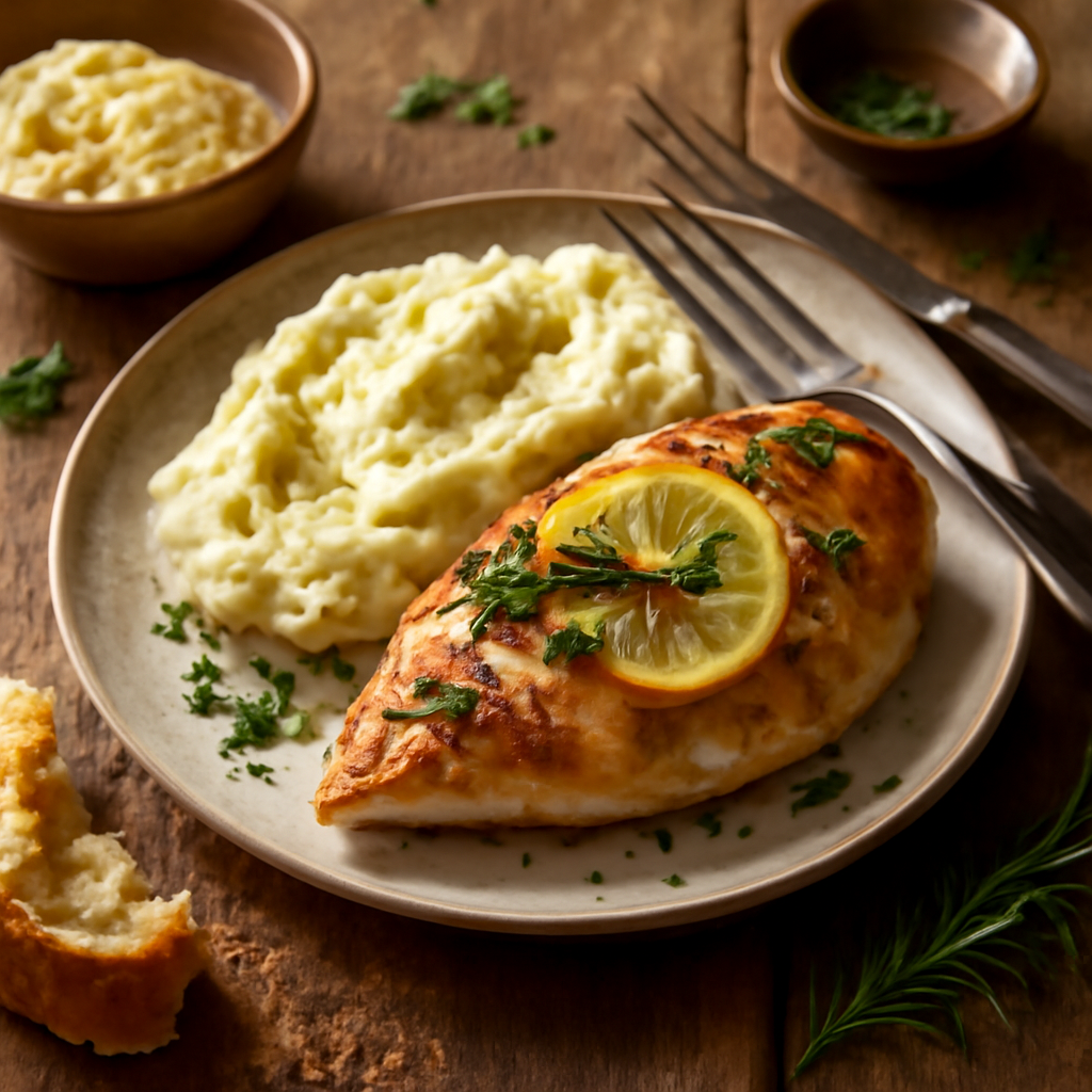 Rosemary and Lemon Grilled Chicken with Garlic Mashed Potatoes