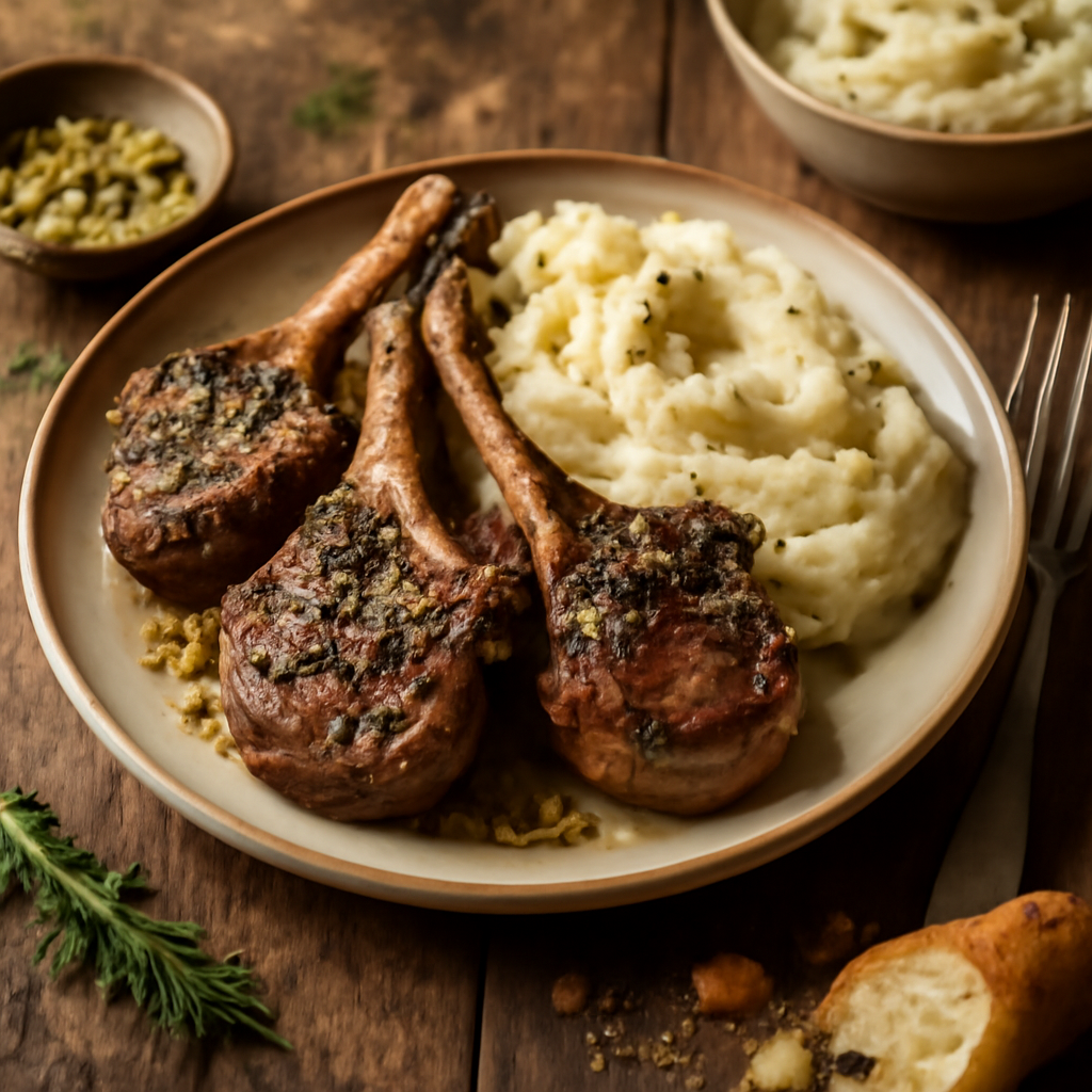 Rosemary Garlic Lamb Chops with Truffle Mashed Potatoes