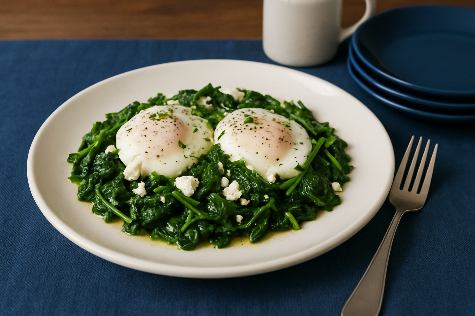 Persian Poached Eggs with Spinach and Feta