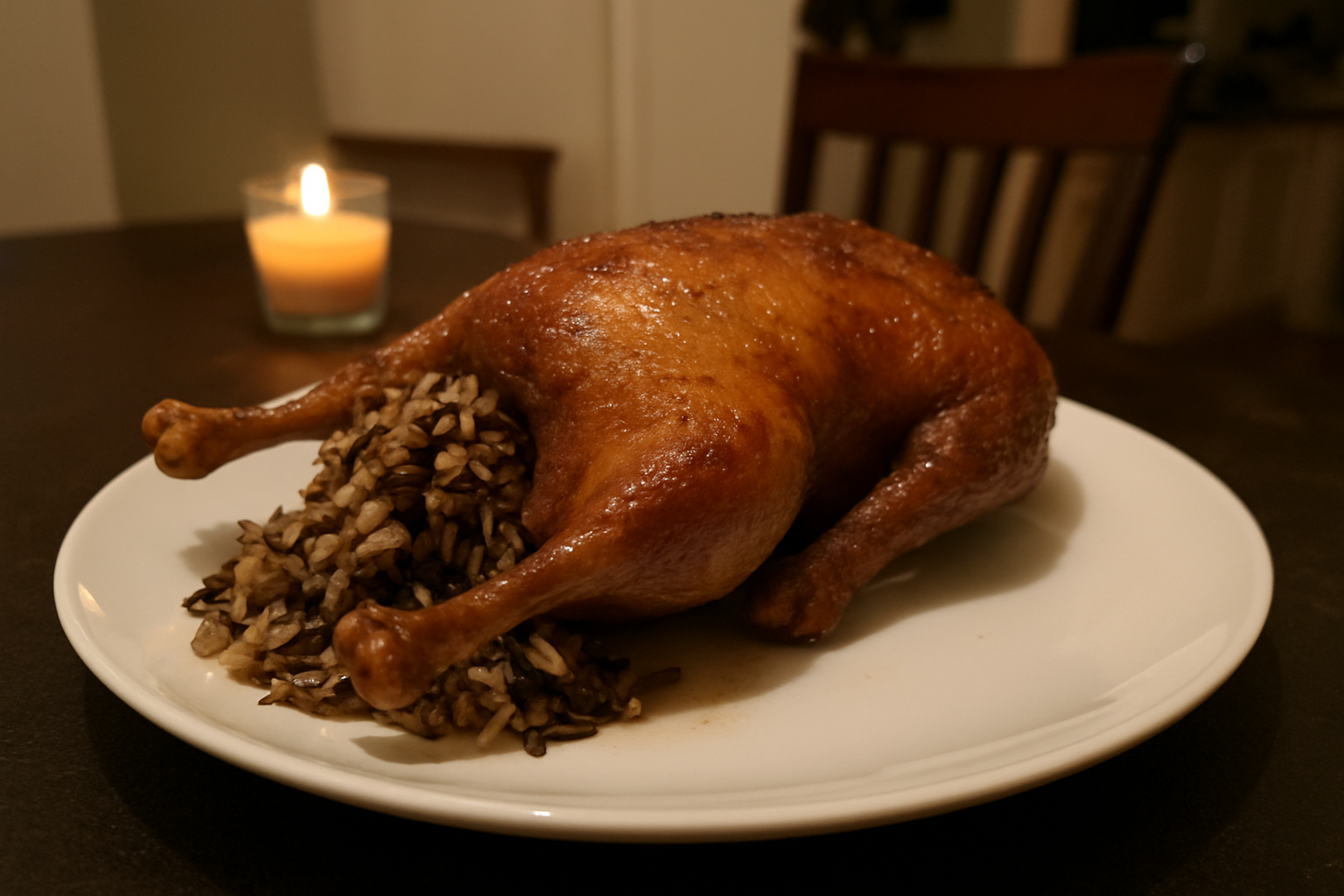 Roast Goose with Wild Rice Stuffing
