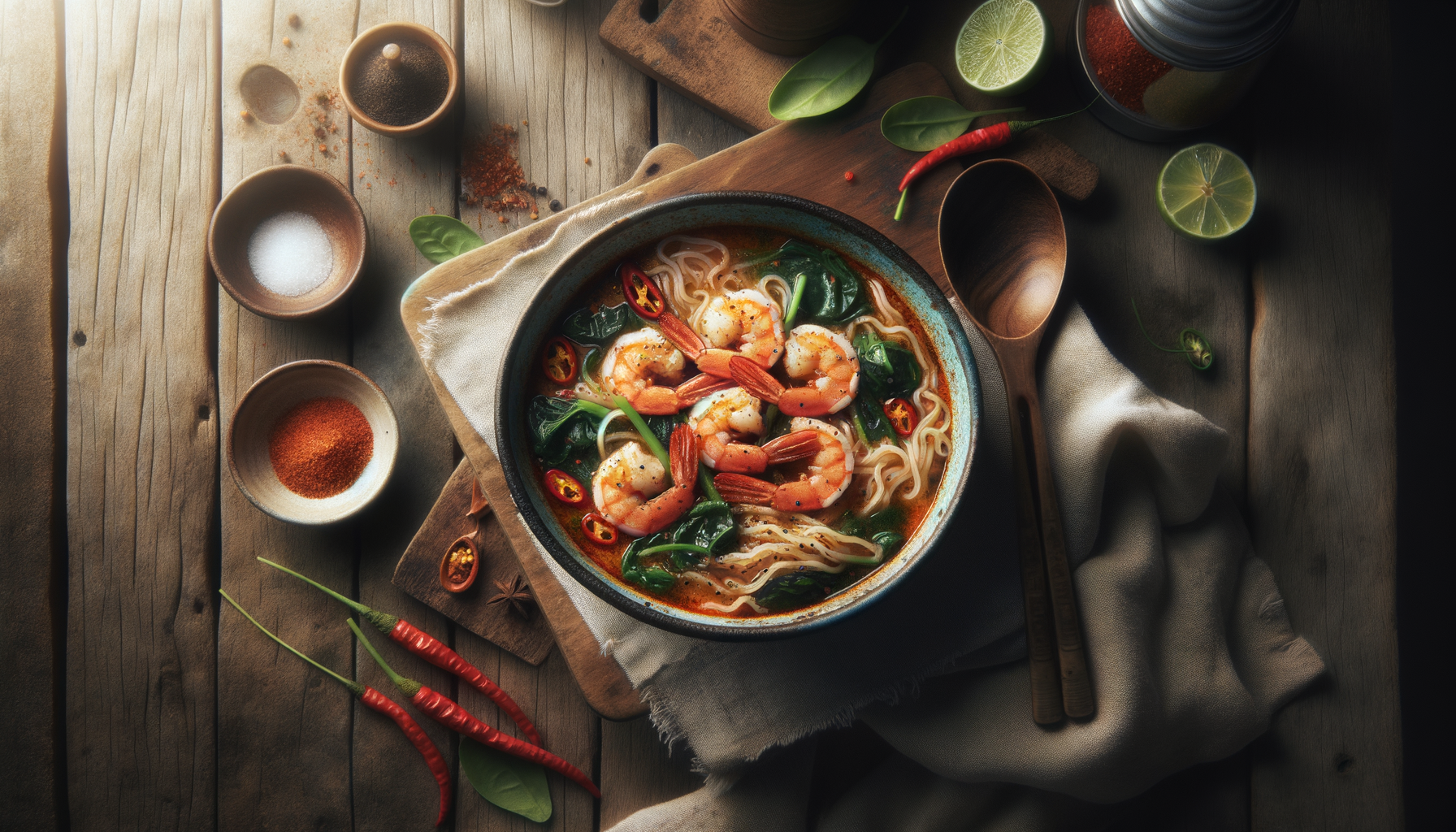 Spicy Rice Noodle and Prawn Soup